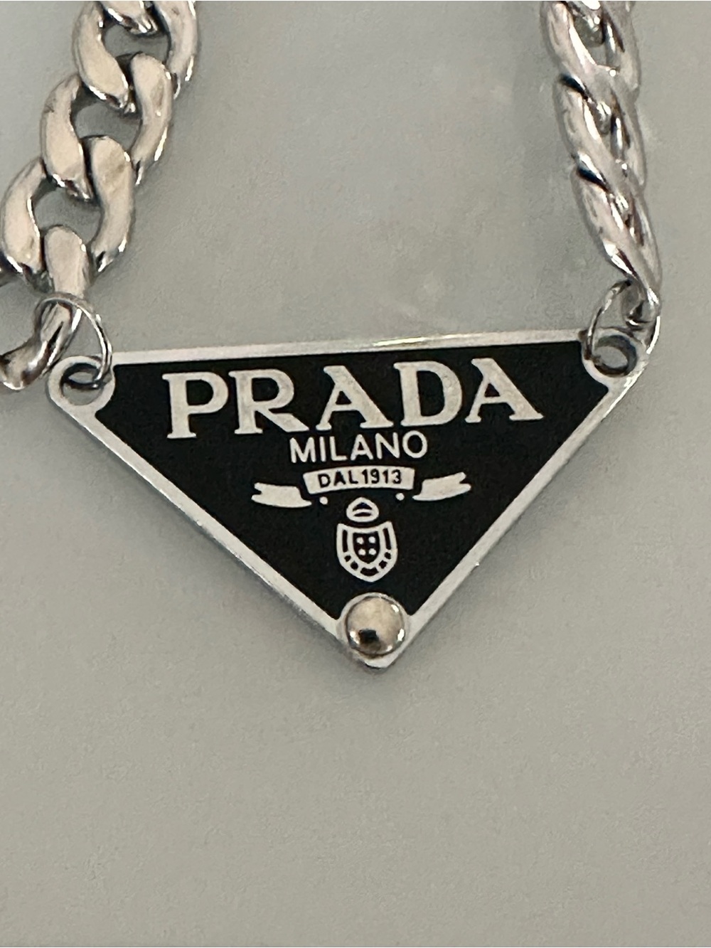 Silver 925 Prada Milano Choker Stainless Steel Cuban Link 16.5” Chain Necklace - Picture 2 of 8